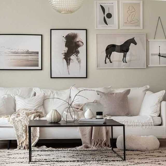 Large gallery wall with posters